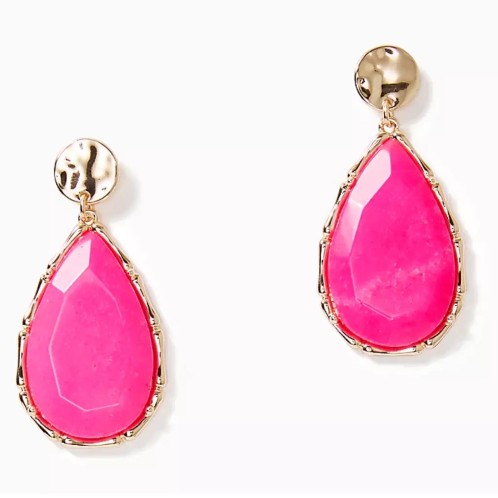 LILLY PULITZER | NWOT Moonlight Earrings (Pink Palms) Earrings Statement Dangle